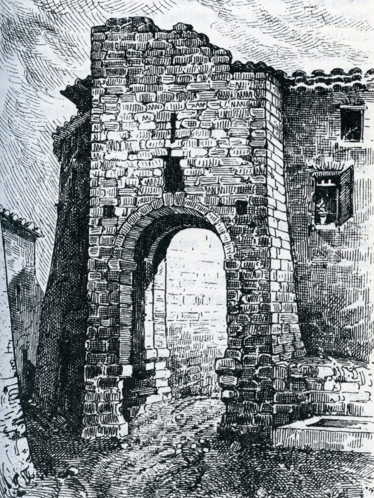Dessin de la porte Gachiou en ruines - Agrandir l'image, fenêtre modale