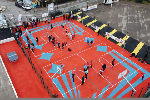Terrain de basket du complexe sportif du Charrel vue de haut, le mercredi 17 janvier 2024