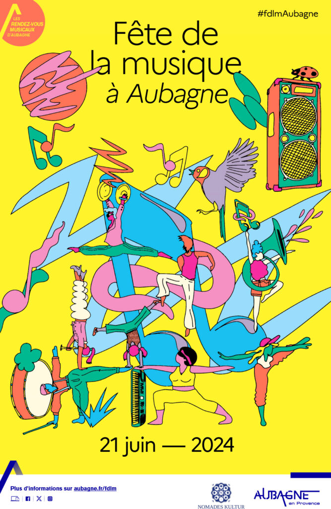 Affiche de la Fête de la musique 2024 à Aubagne. - Agrandir l'image, fenêtre modale