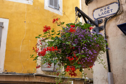 Une jardinière suspendue rue Laget - Agrandir l'image, fenêtre modale
