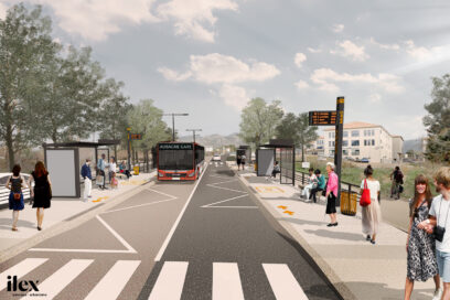 Le BHNS - Camp de Sarlier - Route de Gemenos - Aubagne - Situation projetee - Agrandir l'image, fenêtre modale