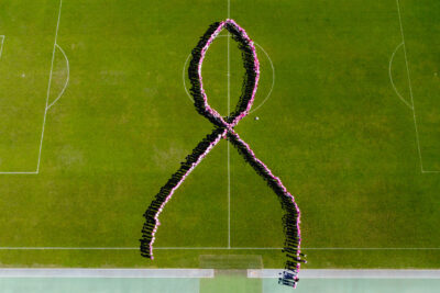 Noeud rose géant sur le stade de Lattre de Tassigny - Agrandir l'image 57 sur 60, fenêtre modale