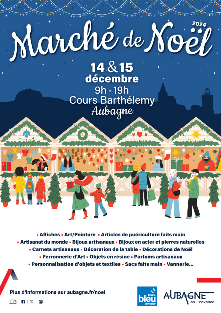 Affiche du Marché de Noël 2024 à Aubagne - Agrandir l'image, fenêtre modale