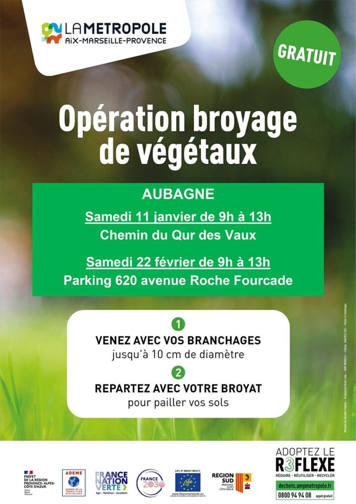 Affiche de l'opération de broyage des végétaux à Aubagne - Agrandir l'image, fenêtre modale