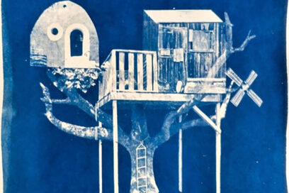 Représentation d'une maison grâce au procédé du cyanotype - Agrandir l'image, fenêtre modale