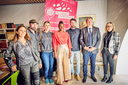 Lors de la présentation "Mon projet de boutique" le 28 février 2025 à la librairie les Furtifs à Aubagne, par Céline Fourcade, la directrice du PACI, en présence de Gard Gazay, le maire d'Aubagne,, de ses adjoints Danielle Menet et Léo Mournaud - Agrandir l'image, fenêtre modale