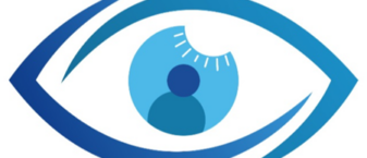 Dessin bleu d'un yeux avec dans la pupille un bonhomme