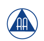 Triangle bleu dans un cercle avec écrit dedans A A