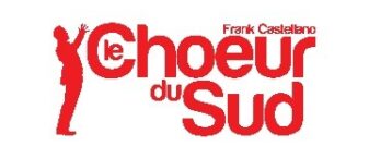 Un logo rouge avec un chanteur et écrit le choeur du sud