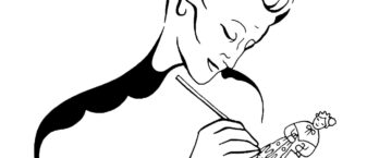 Dessin de Thérèse Neveu entrain de peindre un santon