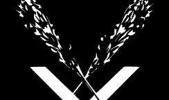 Lettre V inscrite avec deux plumeaux formant aussi un V