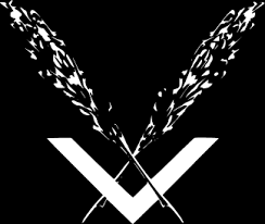 Lettre V inscrite avec deux plumeaux formant aussi un V