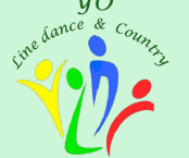 4 dessins de bonhommes avec écrit au dessus Yo line dance & country