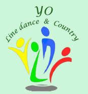 4 dessins de bonhommes avec écrit au dessus Yo line dance & country