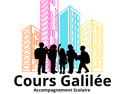 Dessin coloré de 4 immeubles avec devant des étudiants