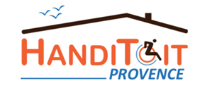 Dessin d'un toit avec dessous écrit Handitoit Provence