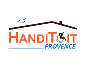 Dessin d'un toit avec dessous écrit Handitoit Provence
