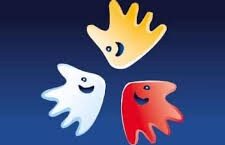 3 mains : rouge, jaune et blanche, qui ont un sourire sur la paume