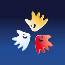 3 mains : rouge, jaune et blanche, qui ont un sourire sur la paume