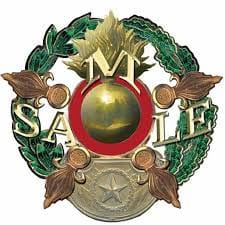 grenade à sept flammes, symbole de la Légion étrangère avec écrit SAMLE